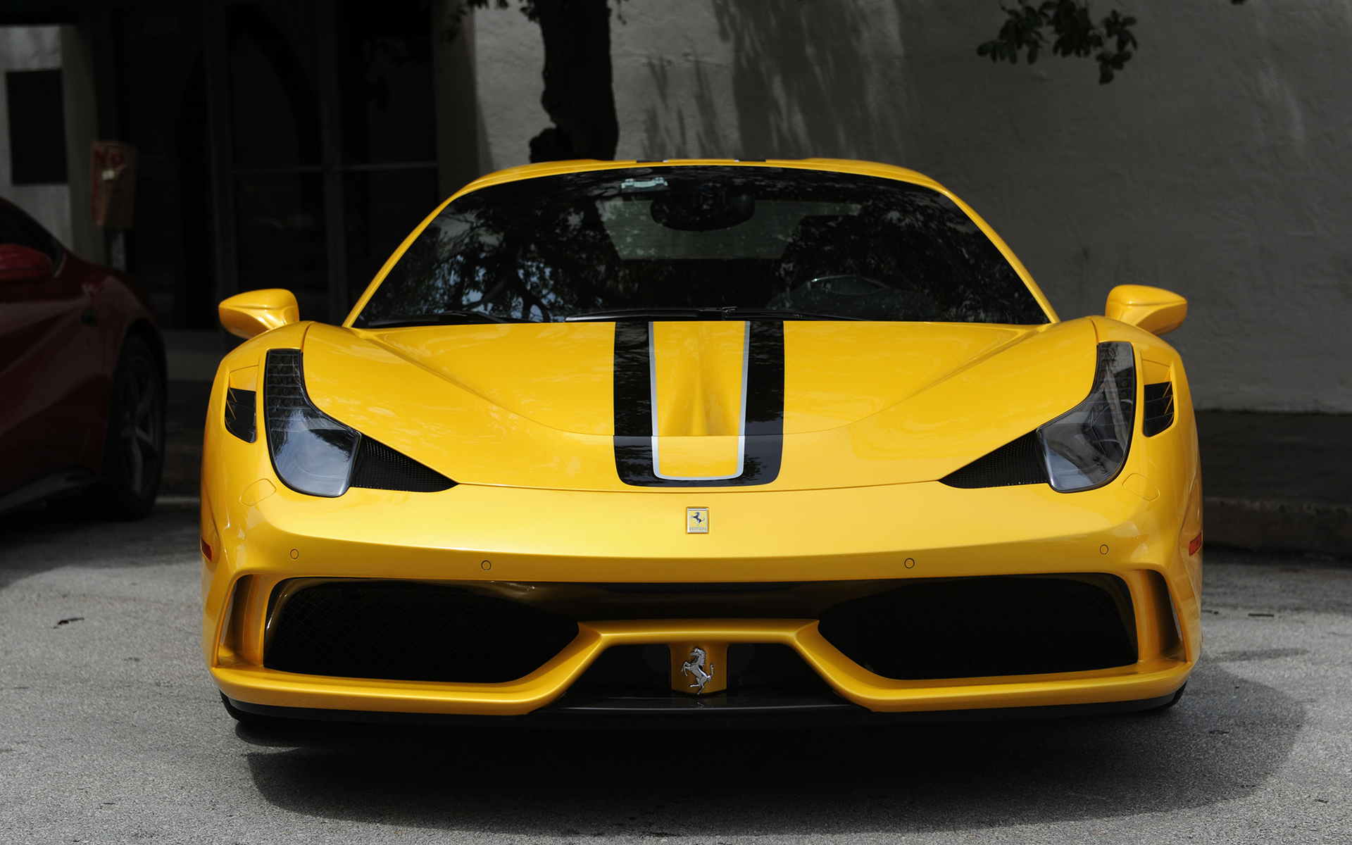 Yellow stripped Ferrari at Drive & Dine event hosted by THE COLLECTION