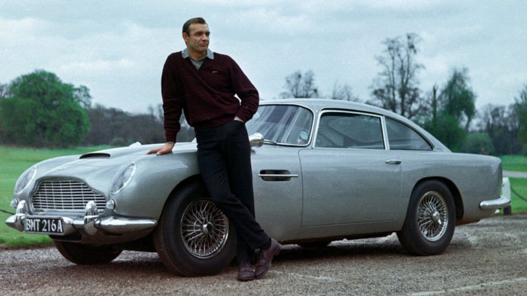 James Bond with famous Aston Martin DB5