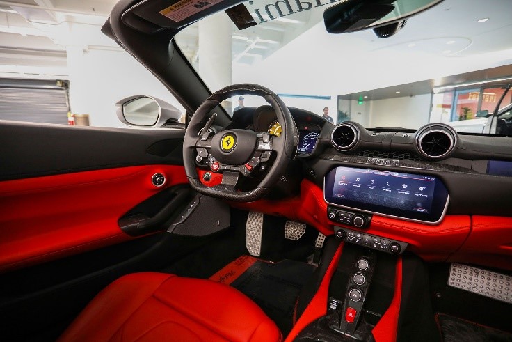 red Interior of ferrari portofino