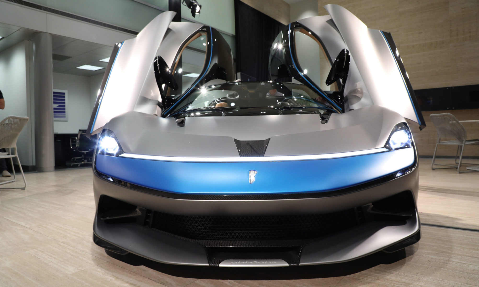 Pininfarina Battista with butterfly doors open