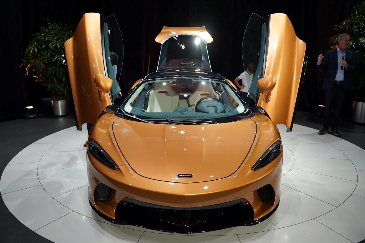 McLaren GT with butterfly doors open